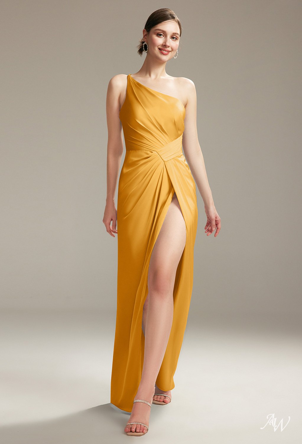 AW Arum Mango Satin Charmeuse Bridesmaid Dresses image1